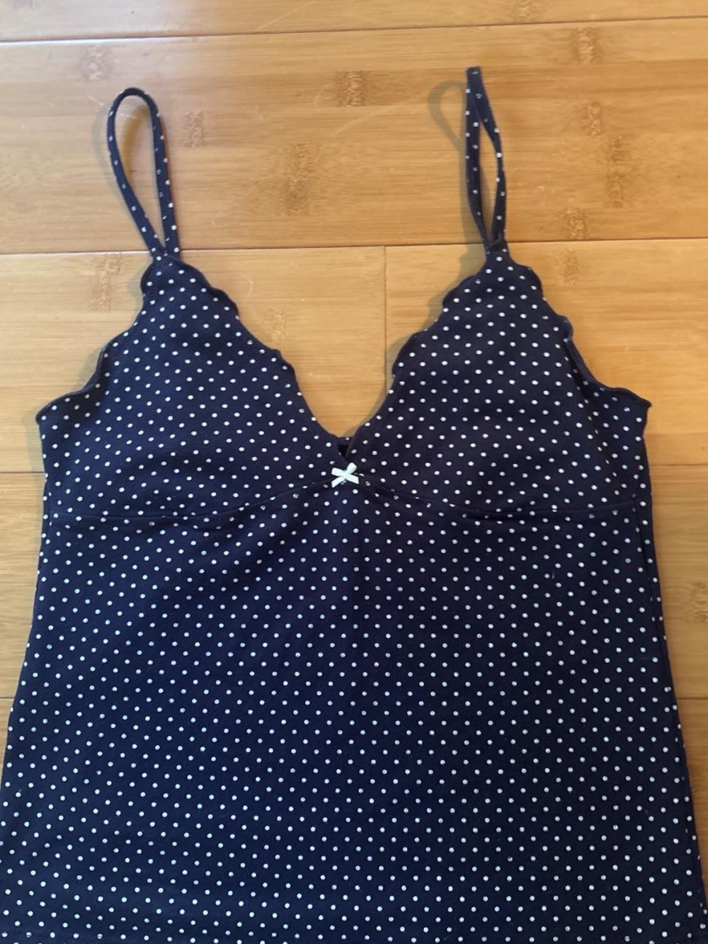 Brandy Melville Navy Blue Polka Dot Strap Top